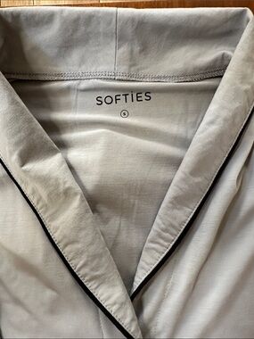 Softies Women's Light Gray Pajama Top with Black Piping